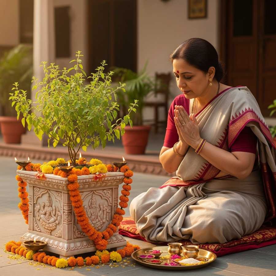 তুলসী গাছের কাছে