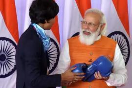 PM auctions Olympian's gift! Highest price of Lavlina's Boxing Gloves