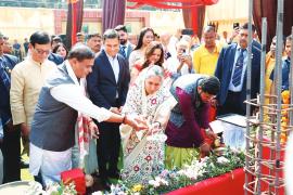Assam CM lays foundation for museum to house ‘Vrindavani Vastra’